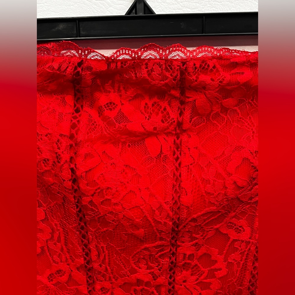 Lovers + Friends Red Lace Ruffle Strapless Mini Dress XXS NWT - Picture 4 of 14